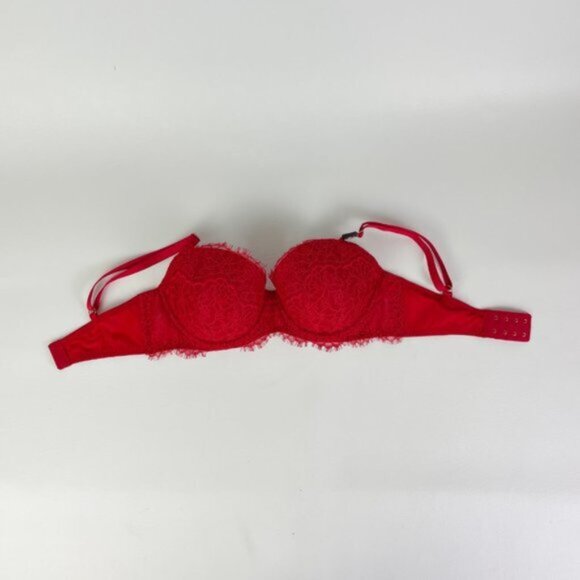 NWOT Victoria's Secret Bra 32DD Dream Angels Lined Demi Red Lace B1783 - Picture 2 of 6